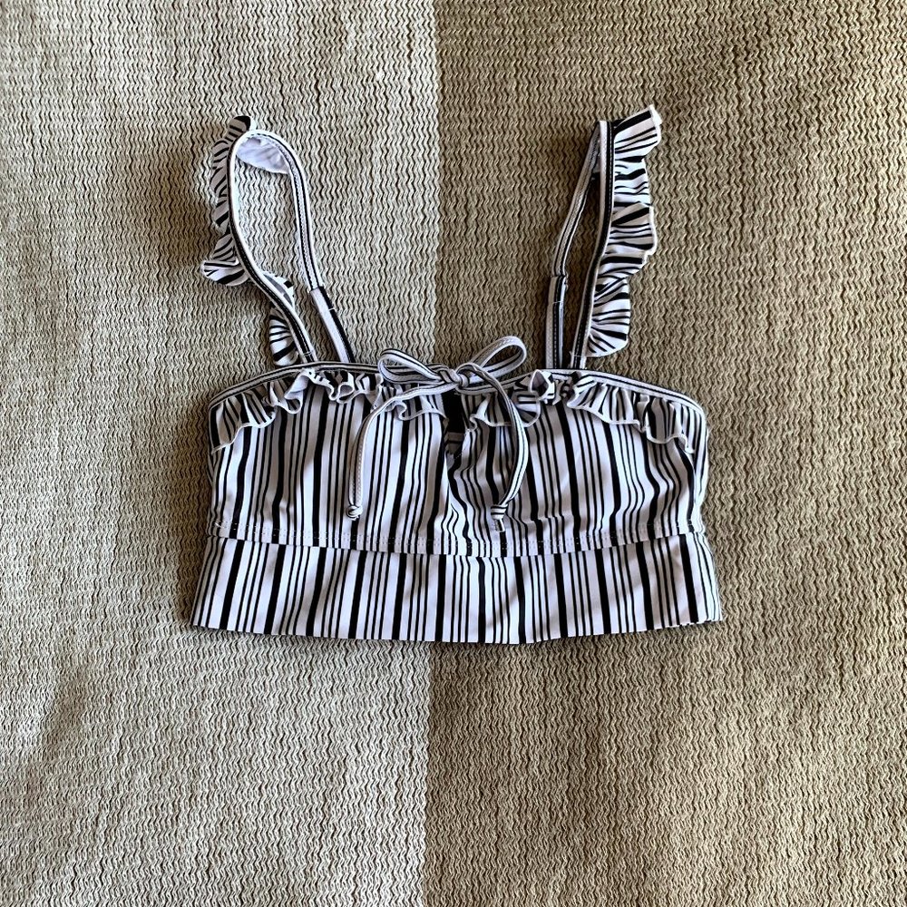 Black & White Stripe Bikini Top | Zaful